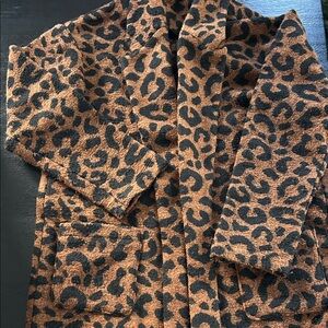 Express Leopard Print Pea Coat